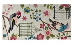 HOME STORY Handtuftteppich Rosetta | Creme / Rosa / Grün / Blau 70x140 cm