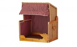 Hundestrandkorb Wuff | Beige / Rot / Weiß