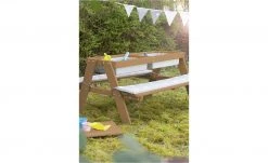 Roba Kindersitzgruppe Play for 4 | Teakholzfarben ohne Lehnen mit 2 Spielwannen